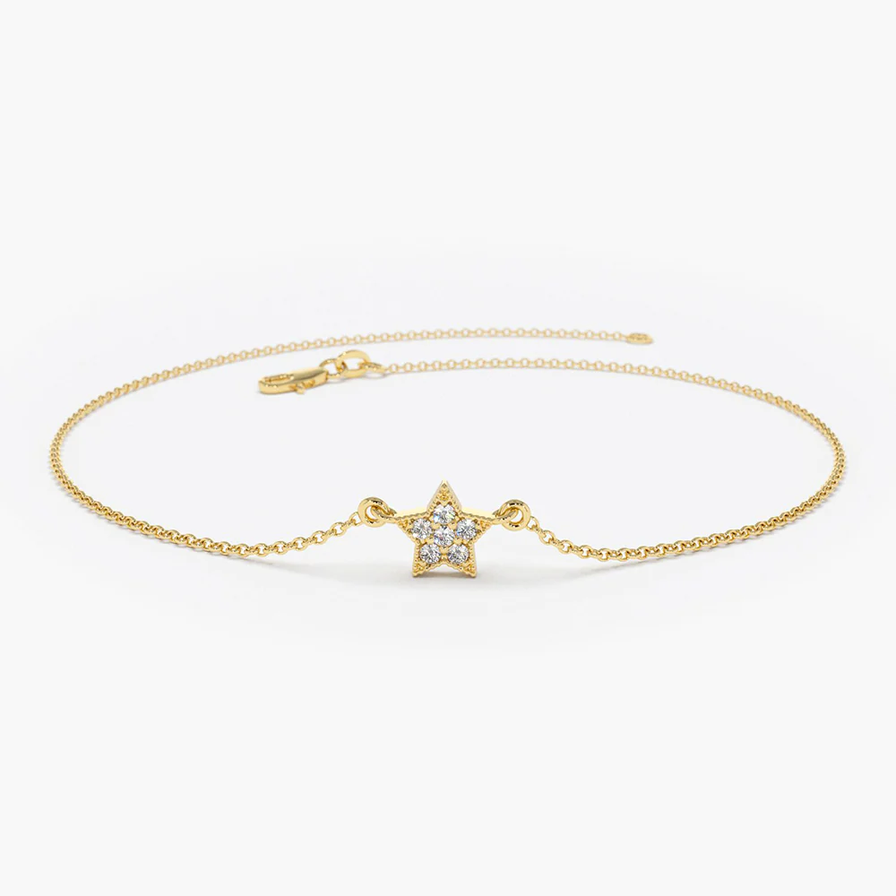 14K Gold Dainty Quad Diamond Bracelet