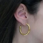 925 Silver Thick Hoop Earrings - Image 5