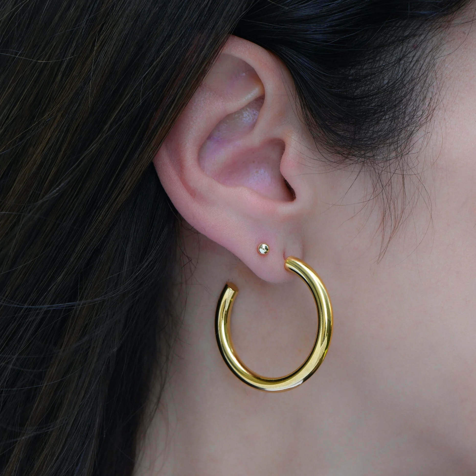 925 Silver Thick Hoop Earrings - Image 5
