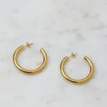 925 Silver Thick Hoop Earrings - Image 2