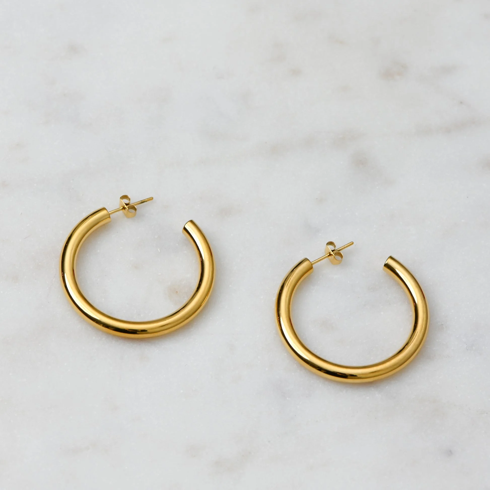 925 Silver Thick Hoop Earrings - Image 2