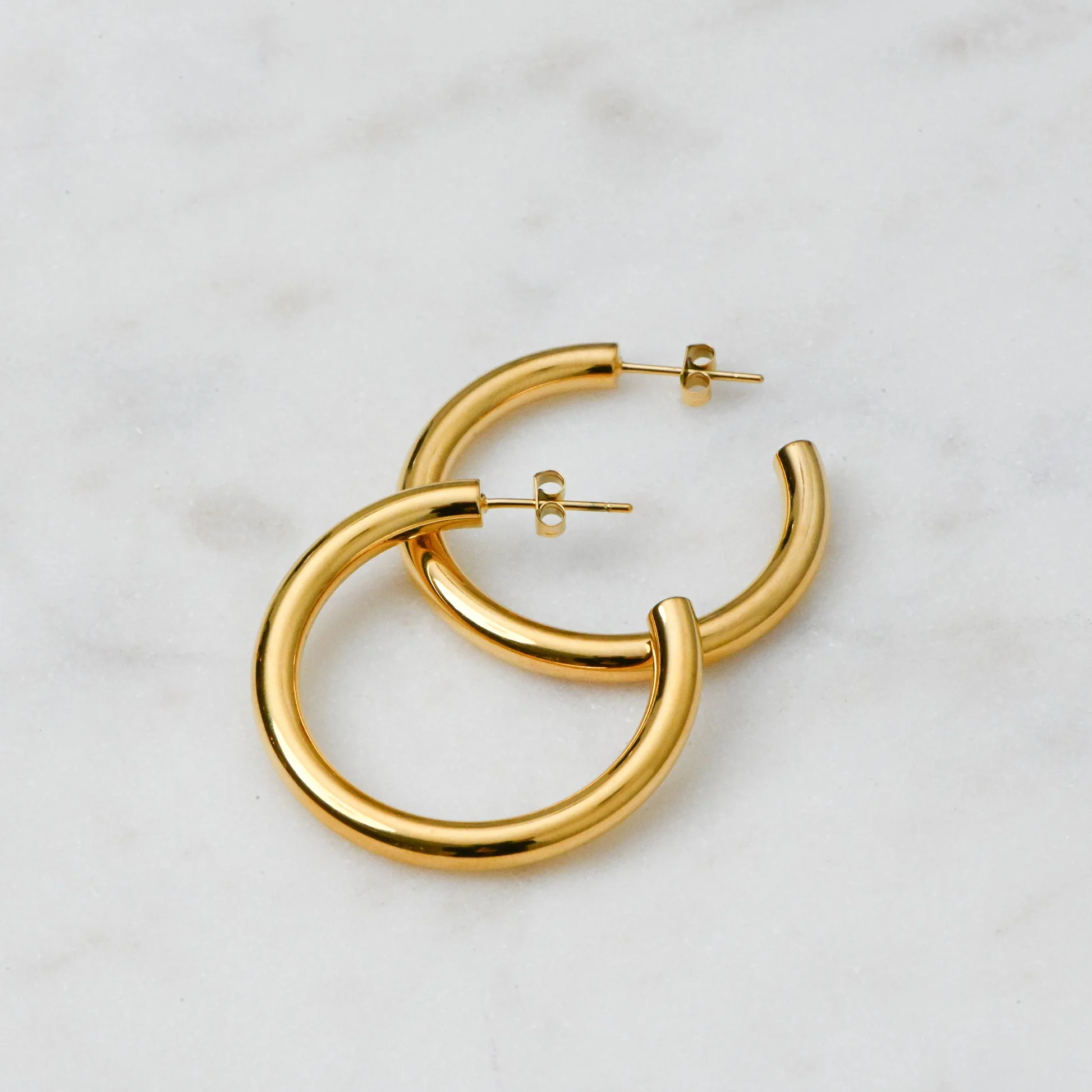 925 Silver Thick Hoop Earrings - Image 3