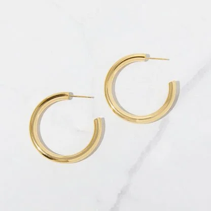 925 Silver Thick Hoop Earrings - Image 4