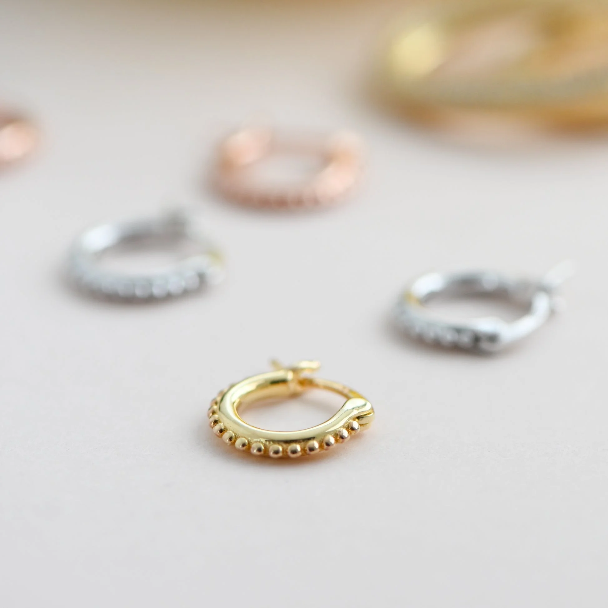 925 Silver Beaded Huggie Hoop Earrings - Image 3