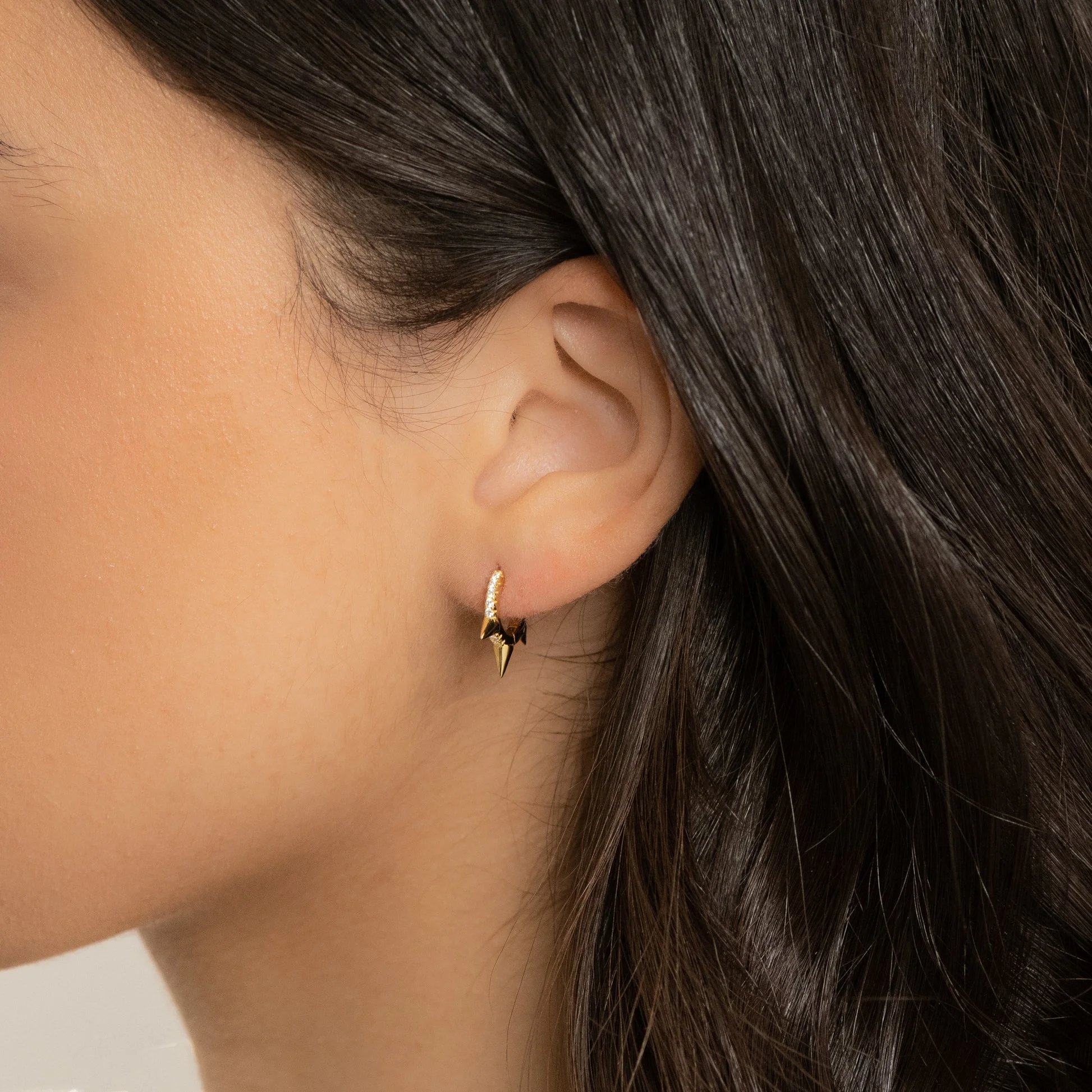 Swarish Jewels CZ Spiked Huggie Earrings - Image 2