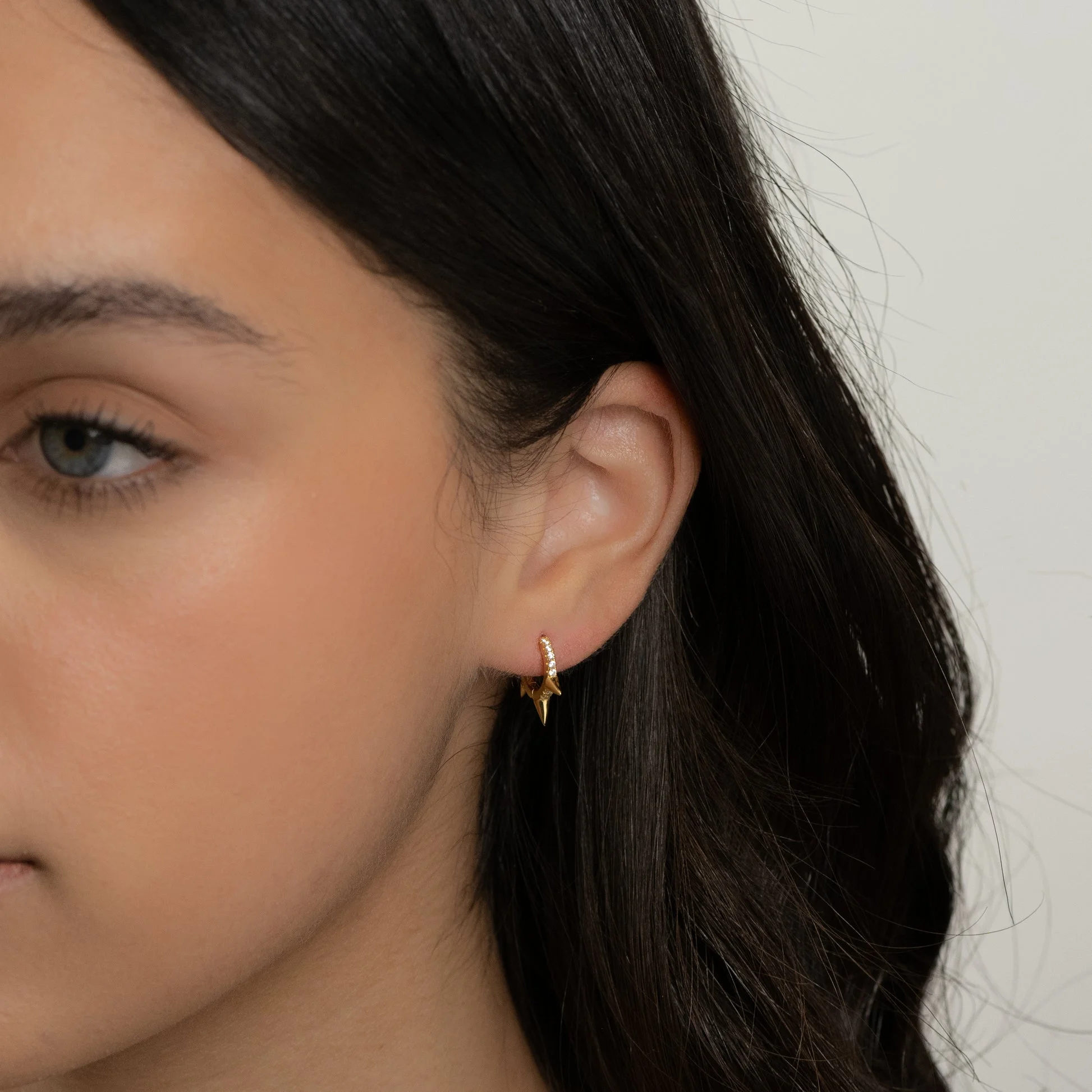 Swarish Jewels CZ Spiked Huggie Earrings - Image 5