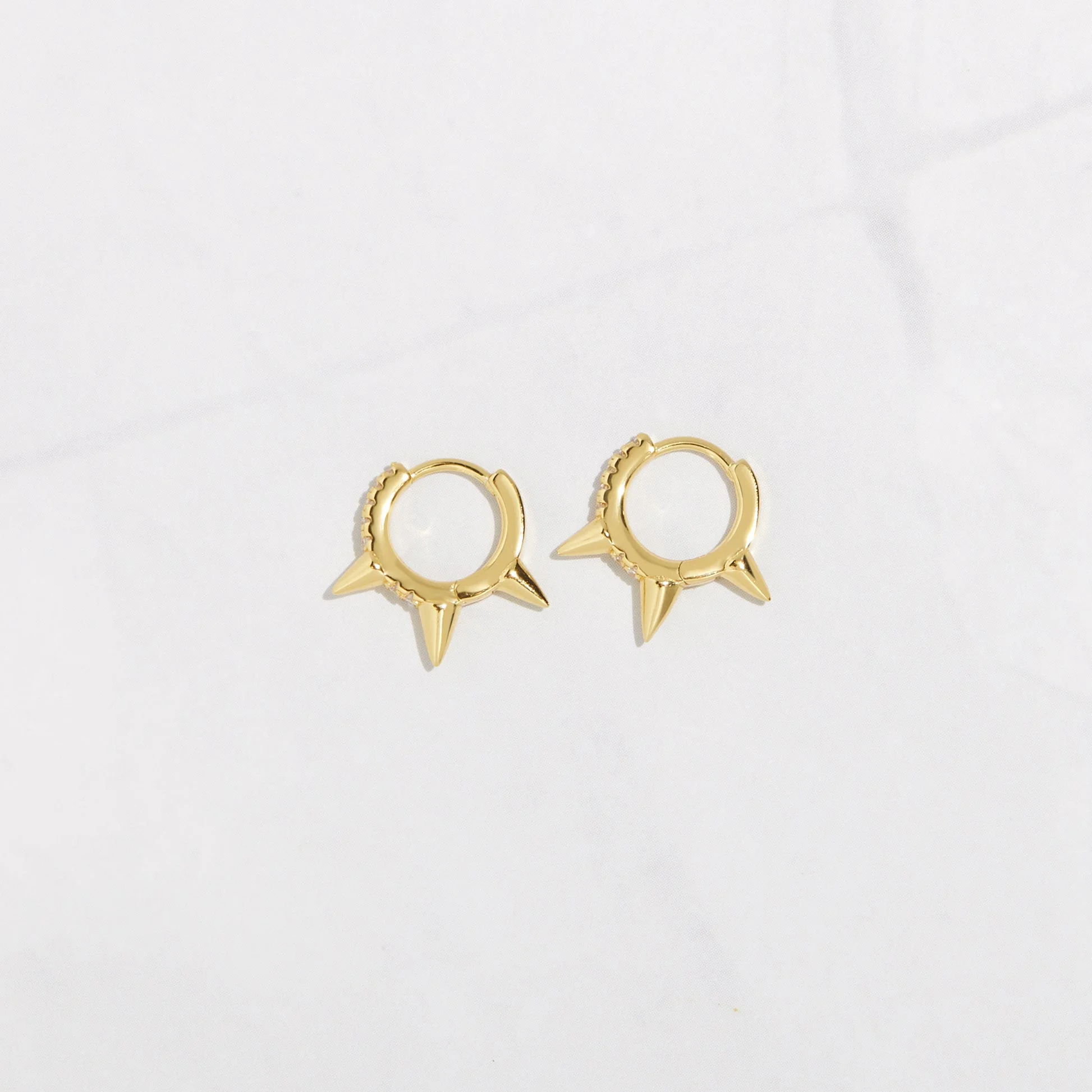 Swarish Jewels CZ Spiked Huggie Earrings - Image 3