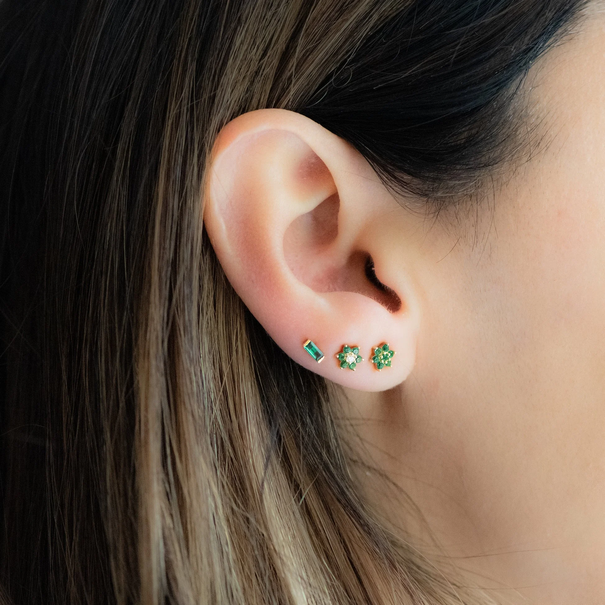 Swarish Jewels Emerald Flower Studs - Image 5