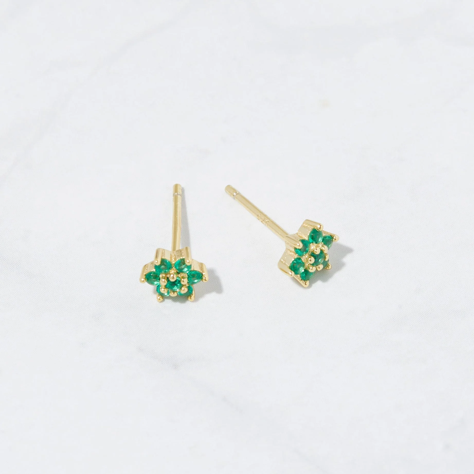 Swarish Jewels Emerald Flower Studs - Image 4
