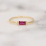 Swarish Jewels Ruby Simple Baguette Ring - Image 5