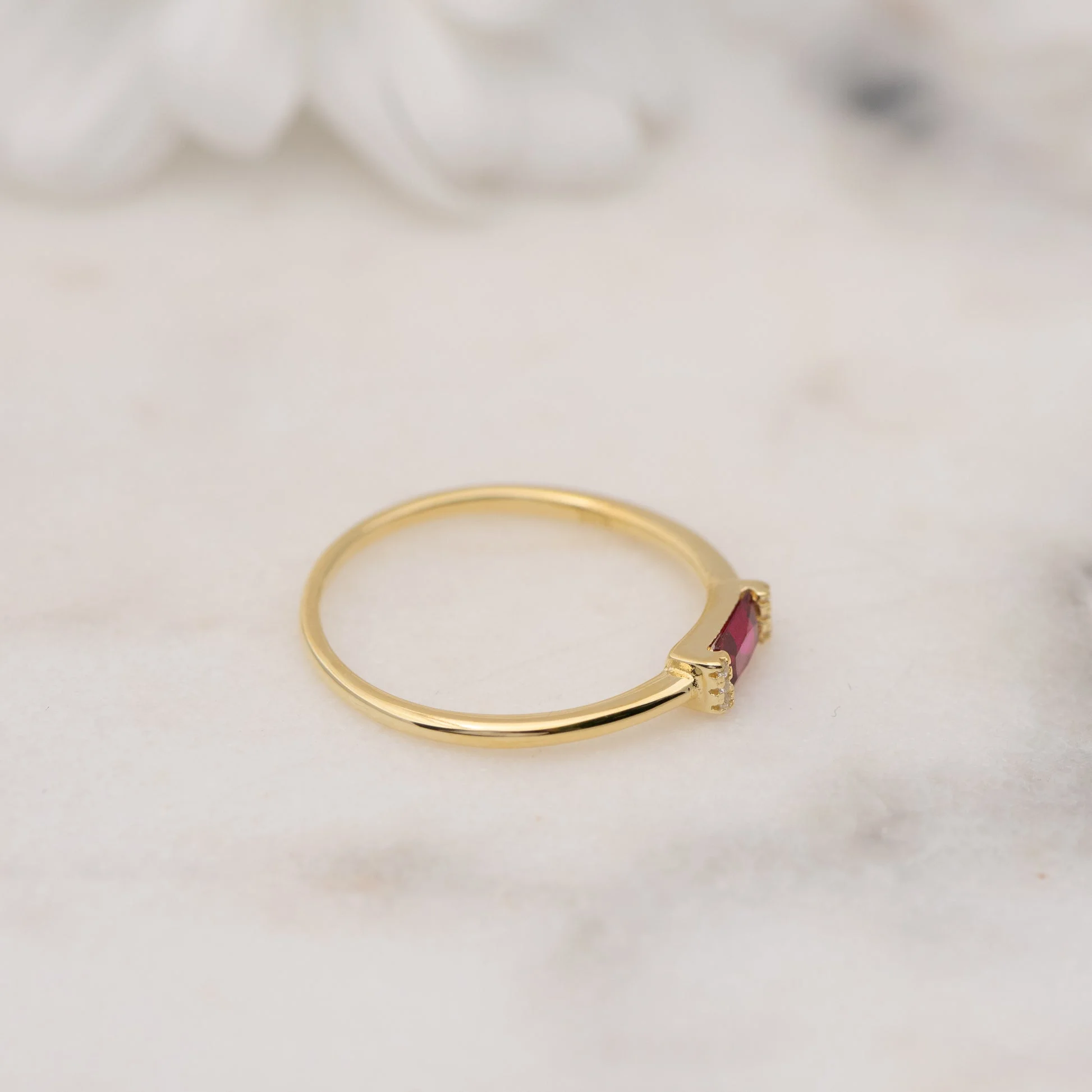 Swarish Jewels Ruby Simple Baguette Ring - Image 3
