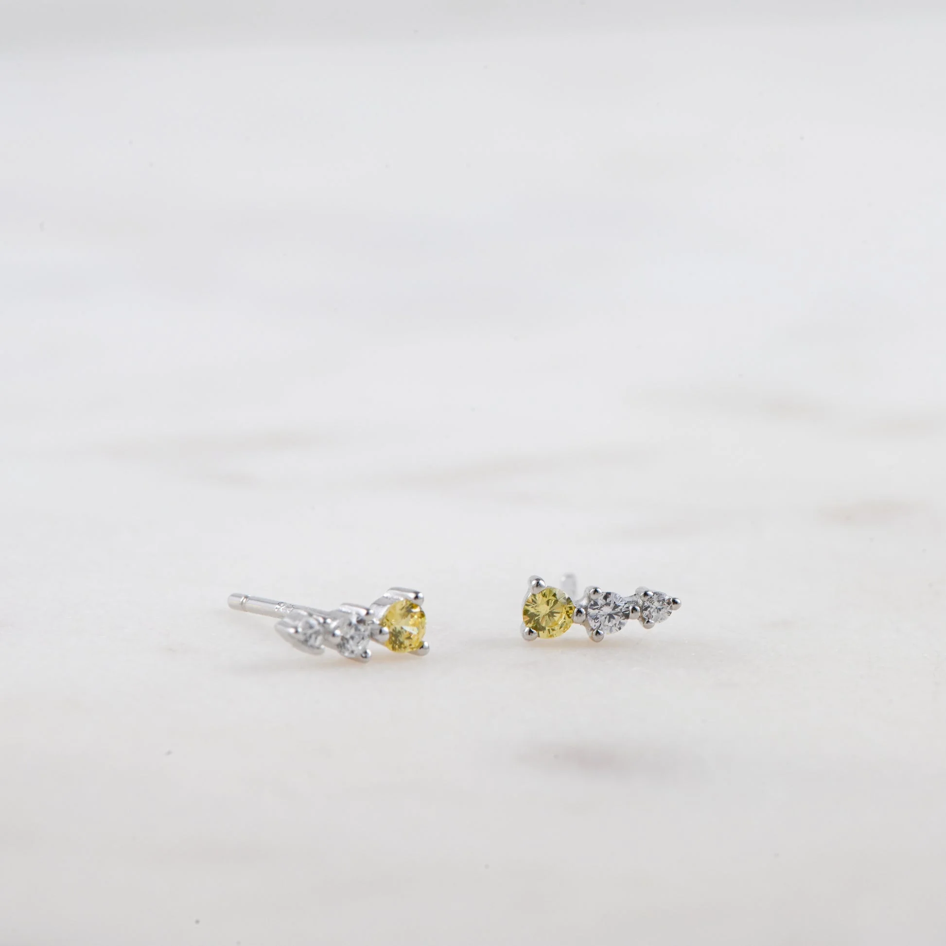 925 Silver Diamond Ear Climber Studs - Image 2