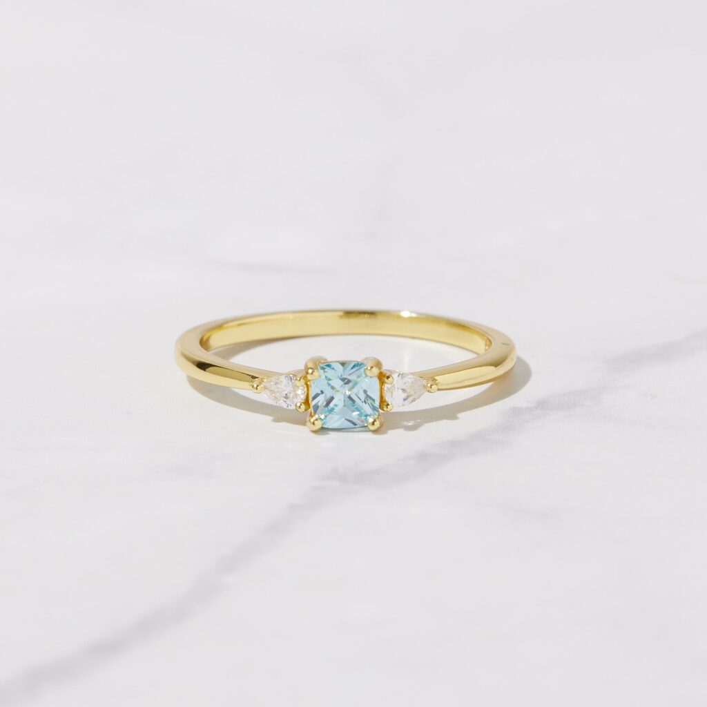 Aquamarine Cushion Ring