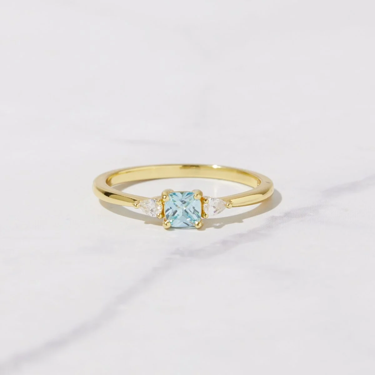 Aquamarine Cushion Ring