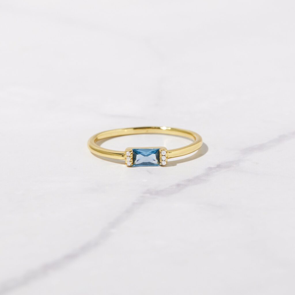 Aquamarine Simple Baguette Ring