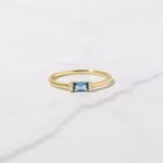 Aquamarine Simple Baguette Ring