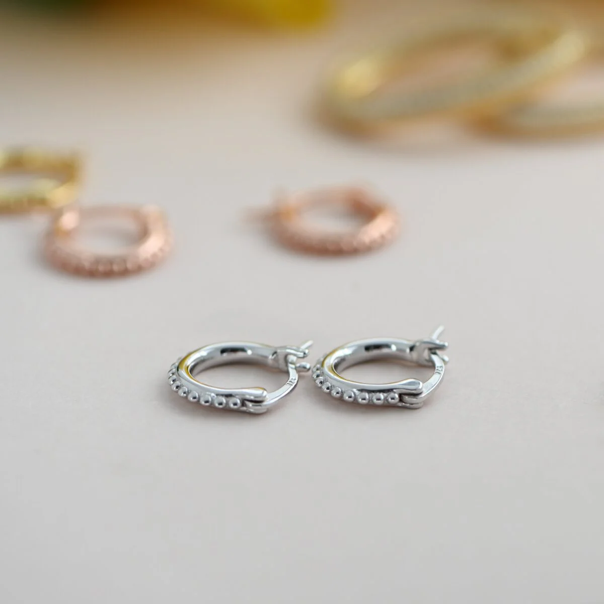 Beaded Huggie Hoop Earrings