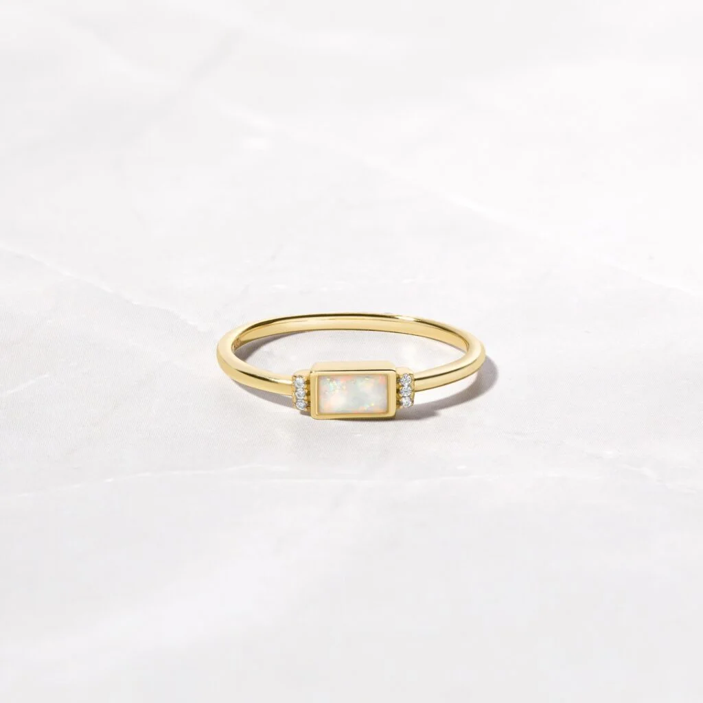 Bezel Baguette Opal Ring