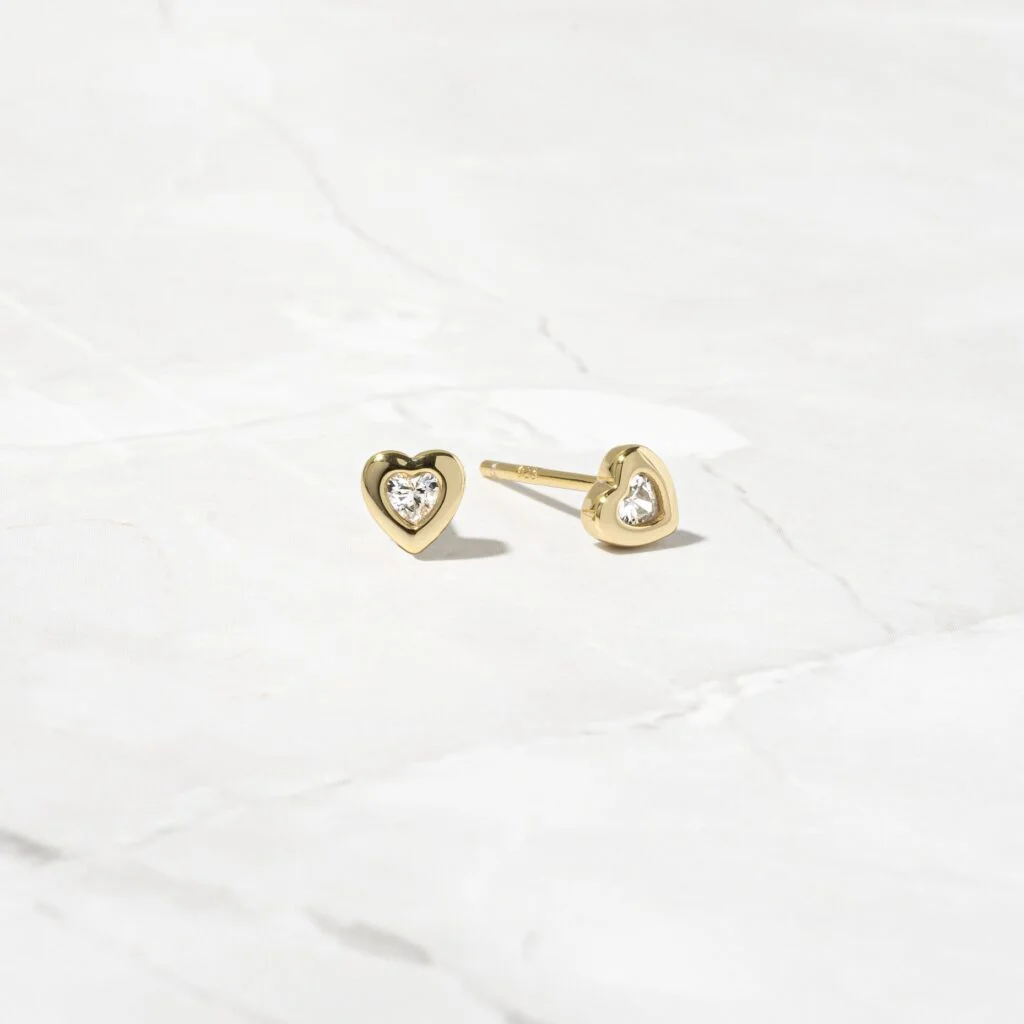 Bezel Heart Studs