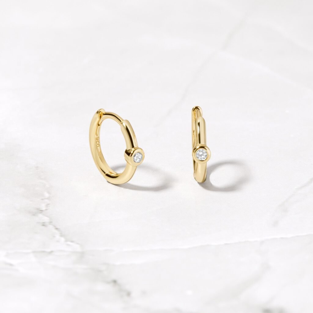 Bezel Huggie Earrings