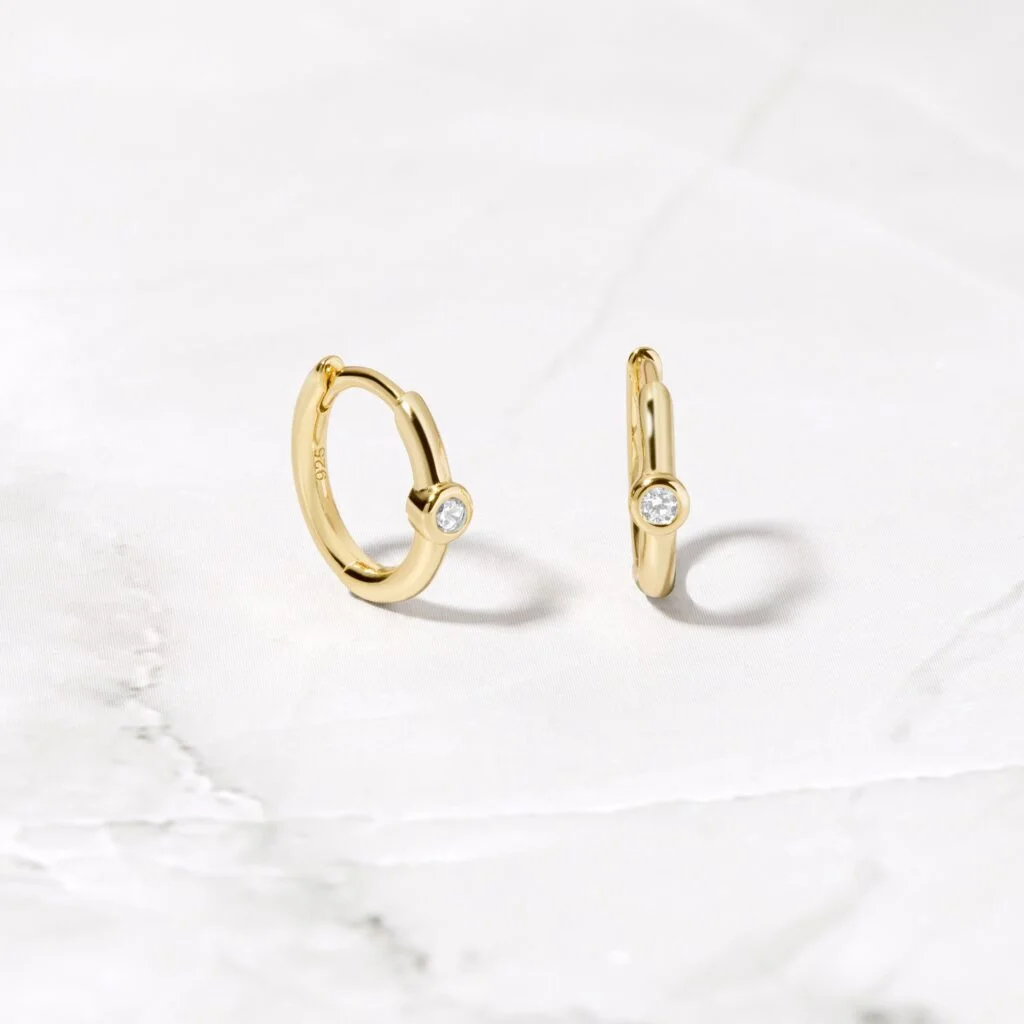 Bezel Huggie Earrings
