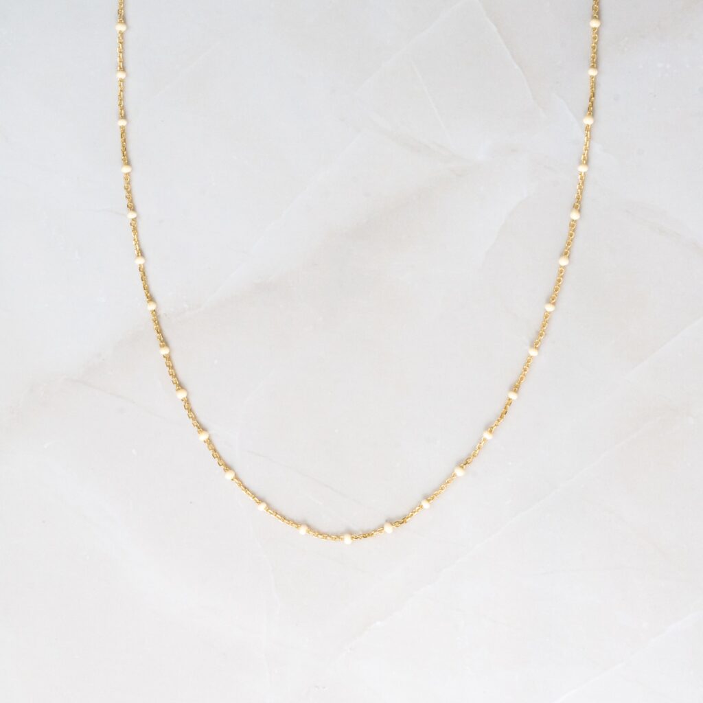 Cream Enamel Beaded Necklace