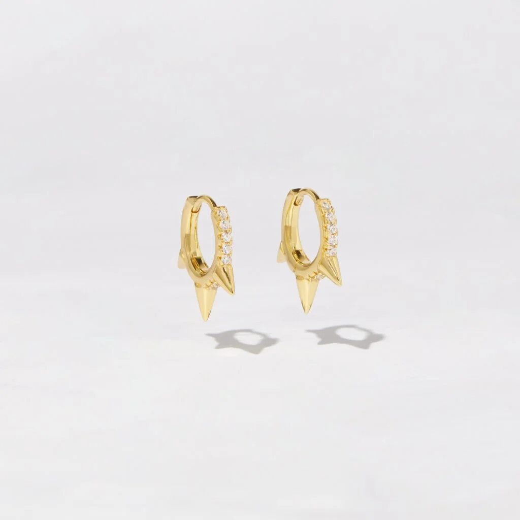 CZ Spiked Huggie Earrings