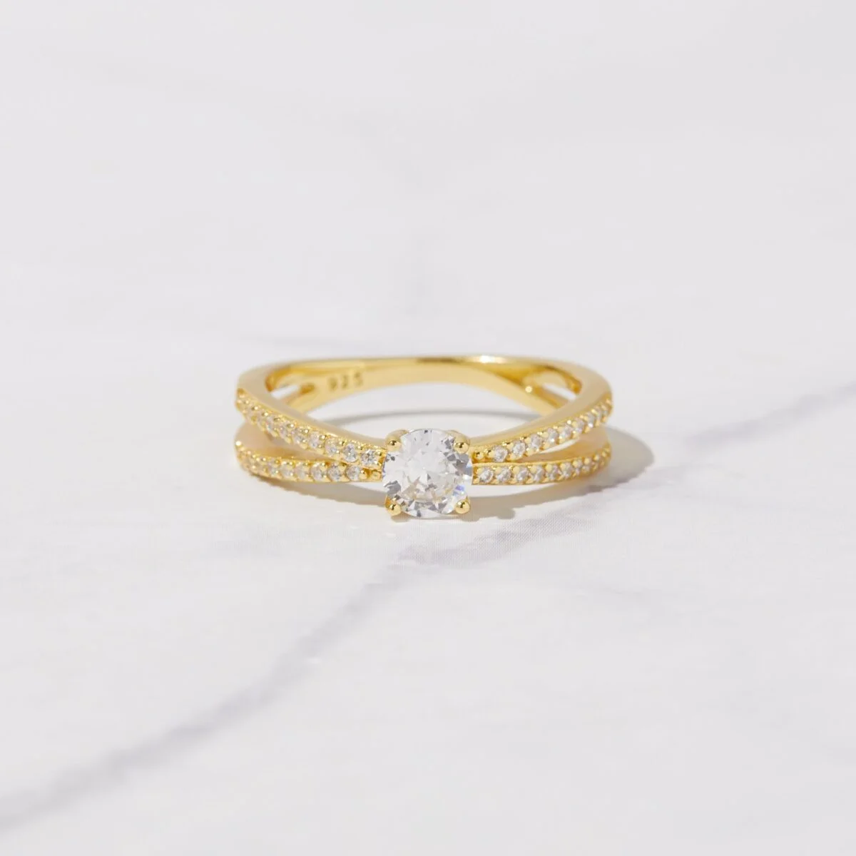 Double Shank Diamond Ring