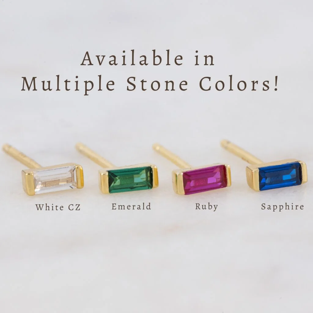 Emerald Baguette Stud Earrings