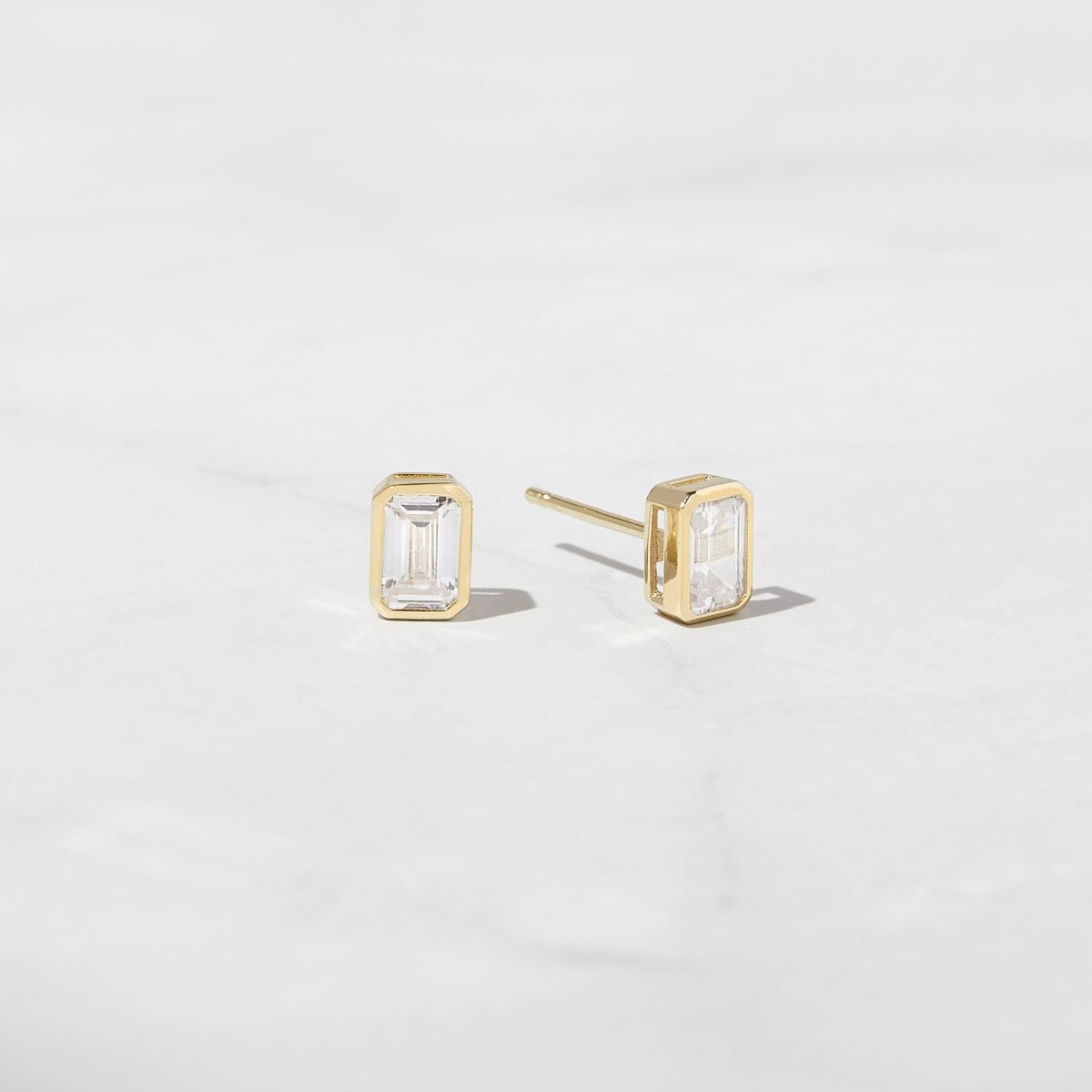 Emerald Cut Stud Earrings