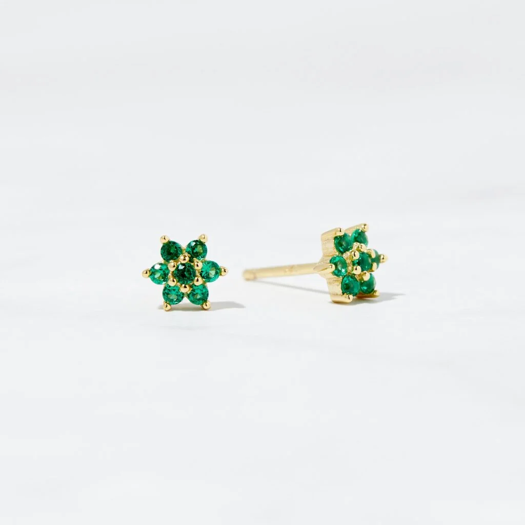 Emerald Flower Studs