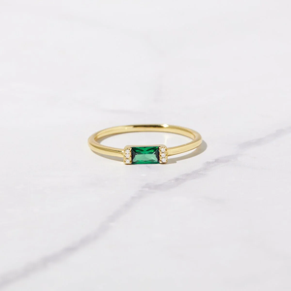 Emerald Simple Baguette Ring