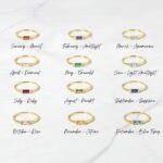 Gold Simple Baguette Birthstone Rings