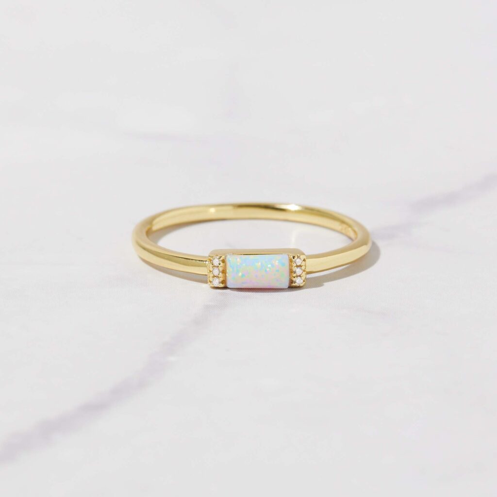 Opal Baguette Ring