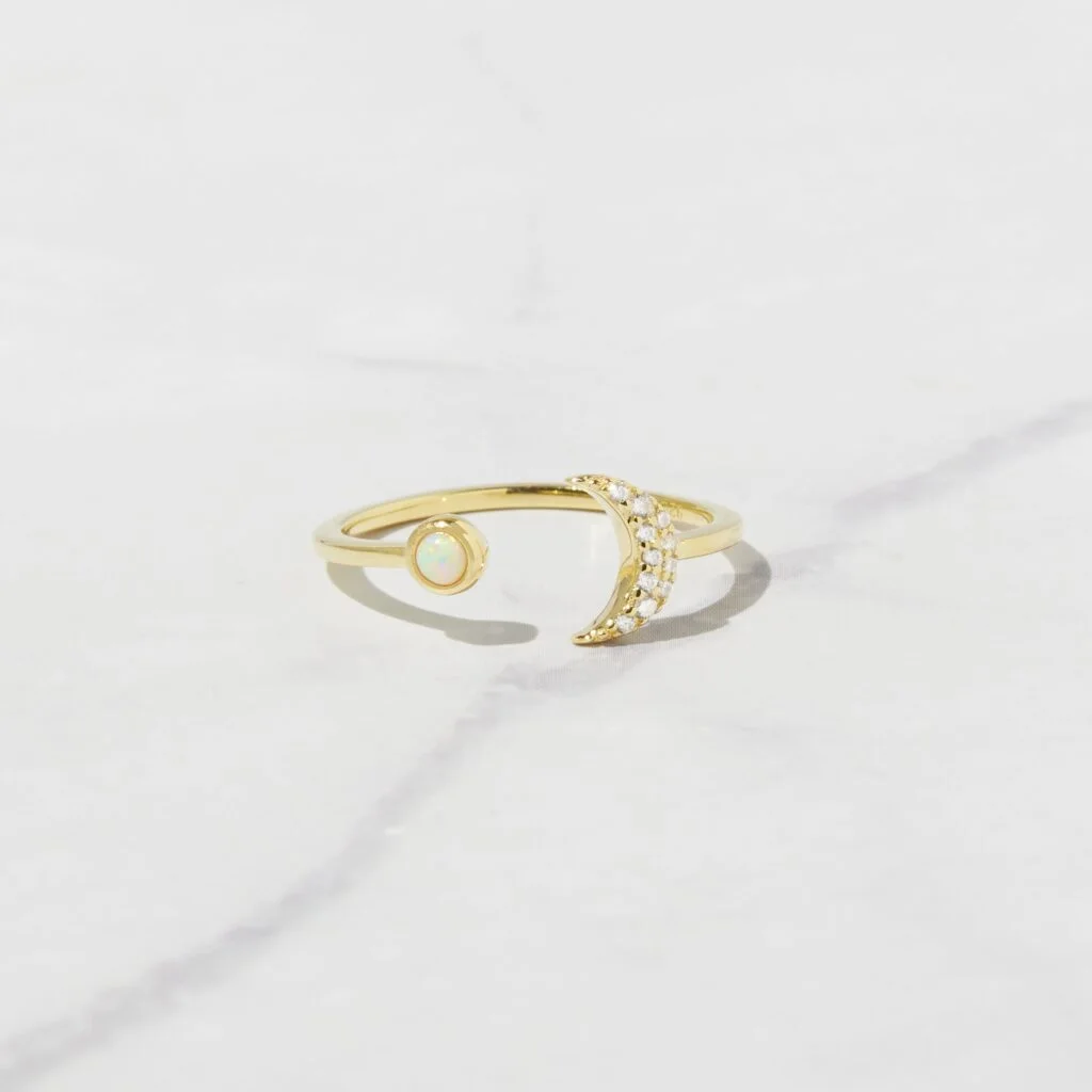 Opal Moon Ring