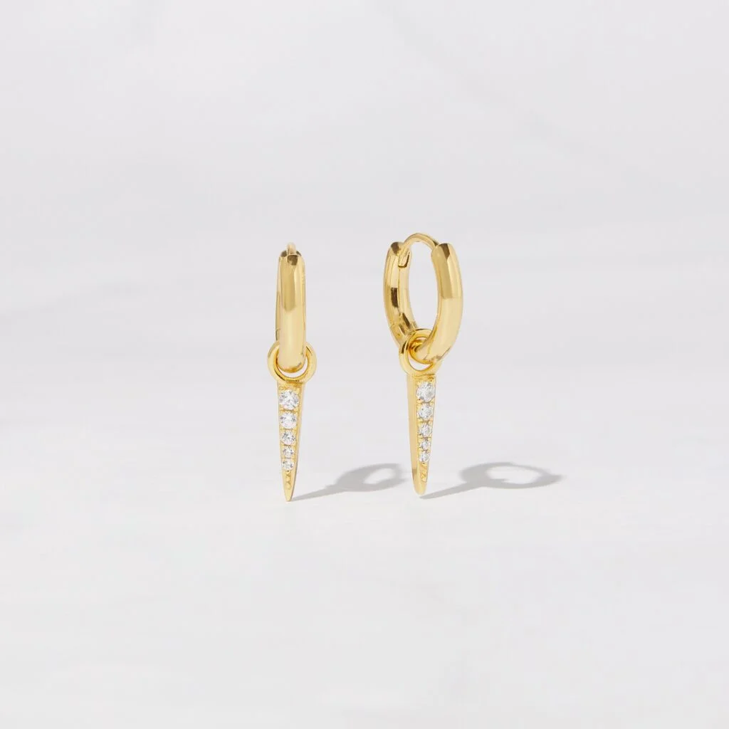 Point Drop Charm Huggie Earrings