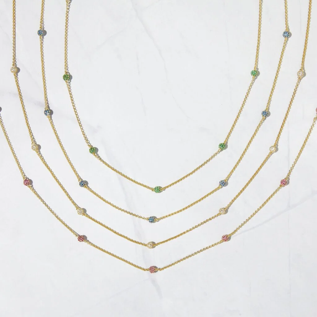 Ruby Beaded Pav Necklace