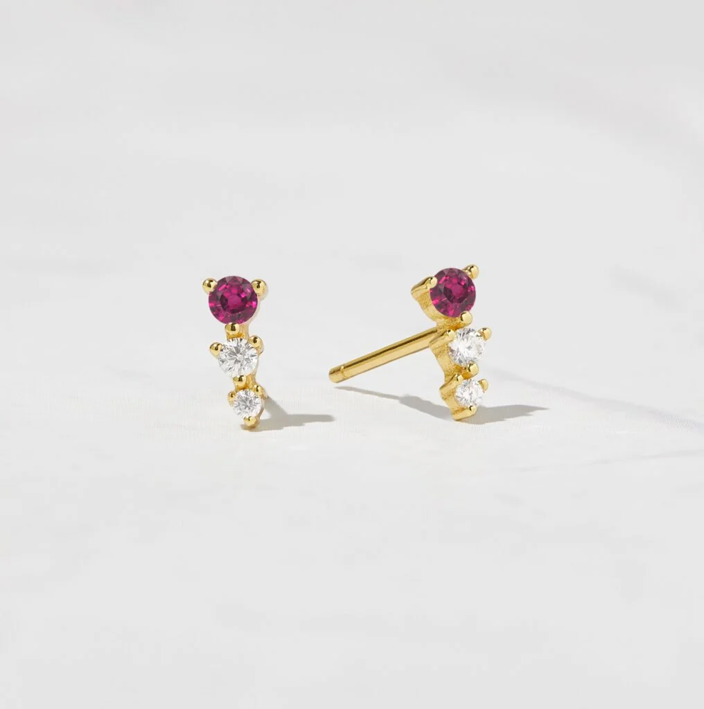 Ruby & Diamond Ear Climber