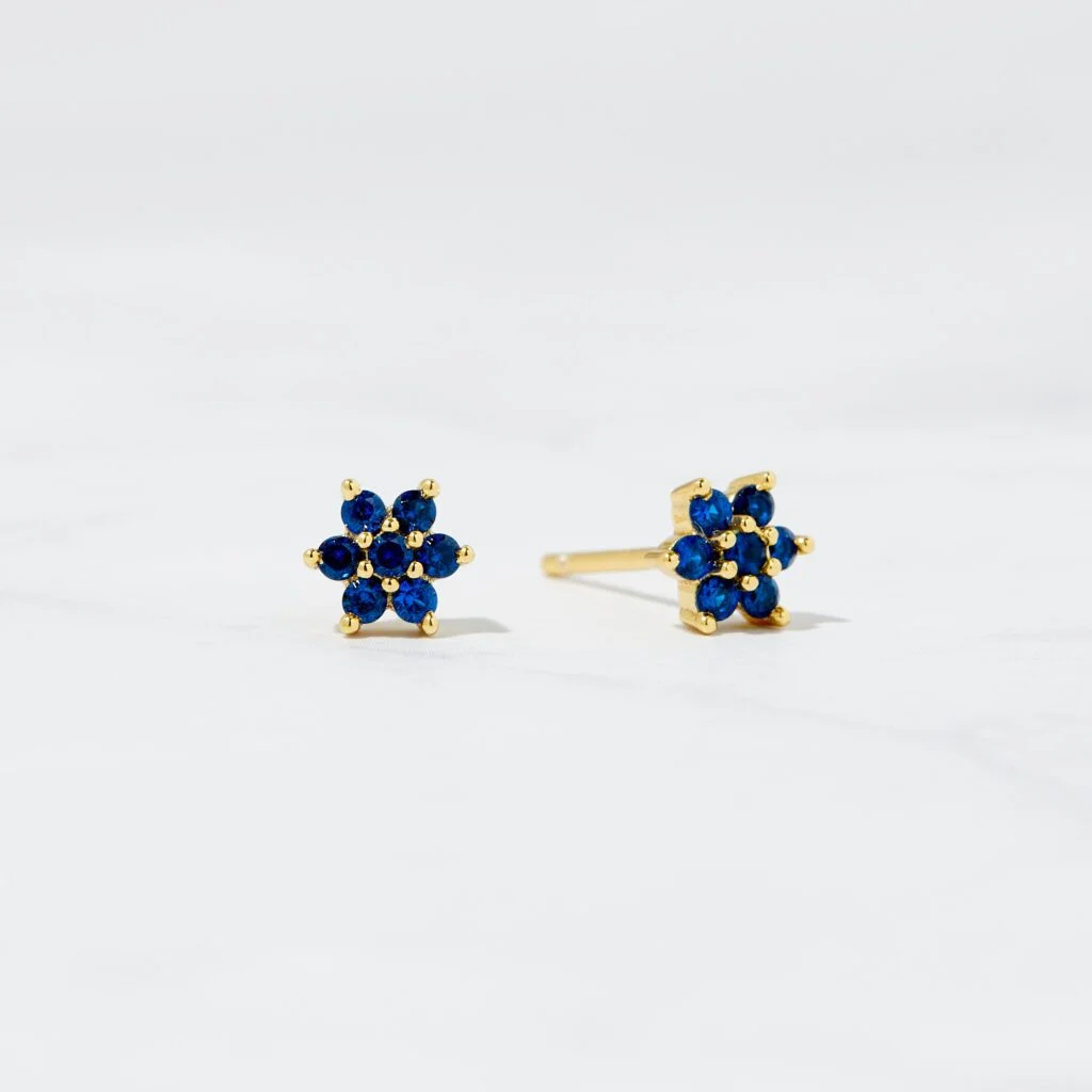 Sapphire Flower Studs