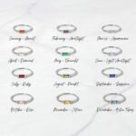 Silver Simple Baguette Birthstone Rings