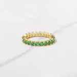 Slanted Emerald Baguette Eternity Band