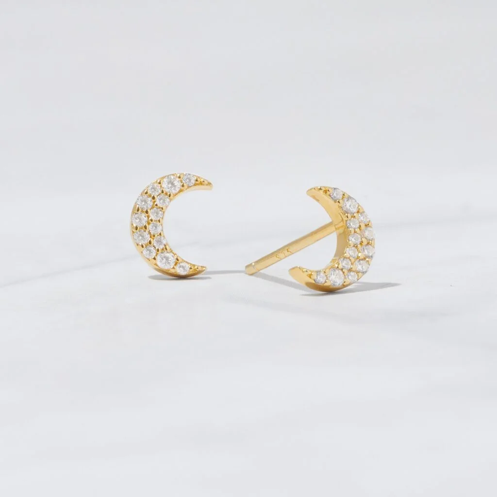 Studded Moon Stud Earrings