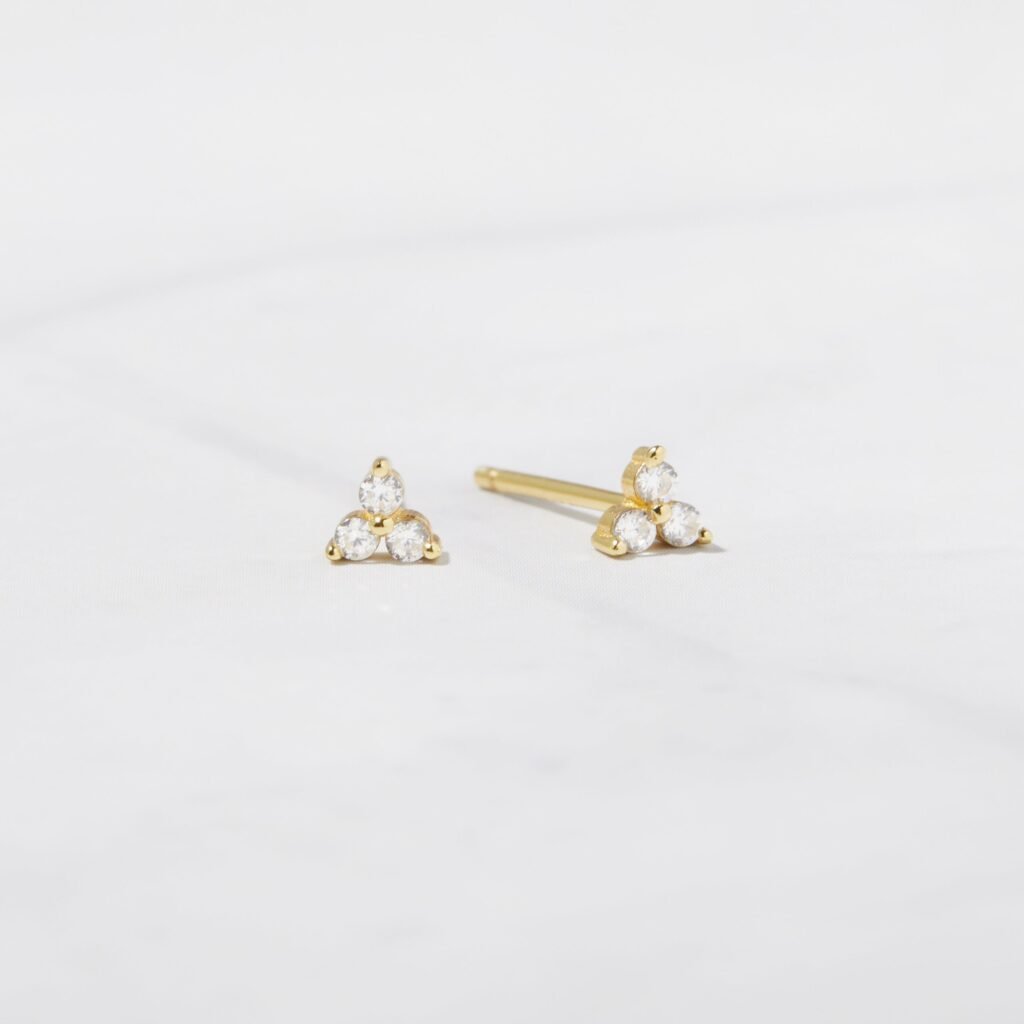 Tiny CZ 3 Stone Studs