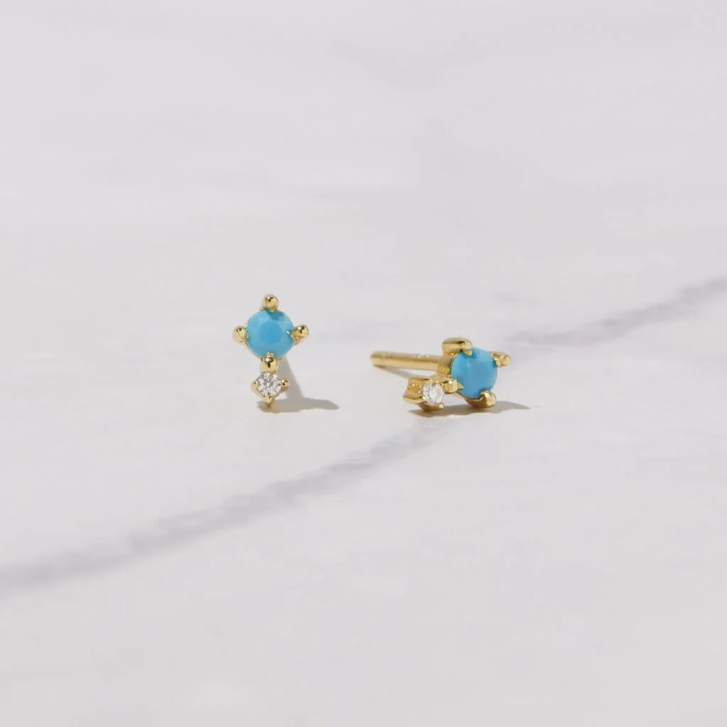 Tiny Turquoise Stud Earrings