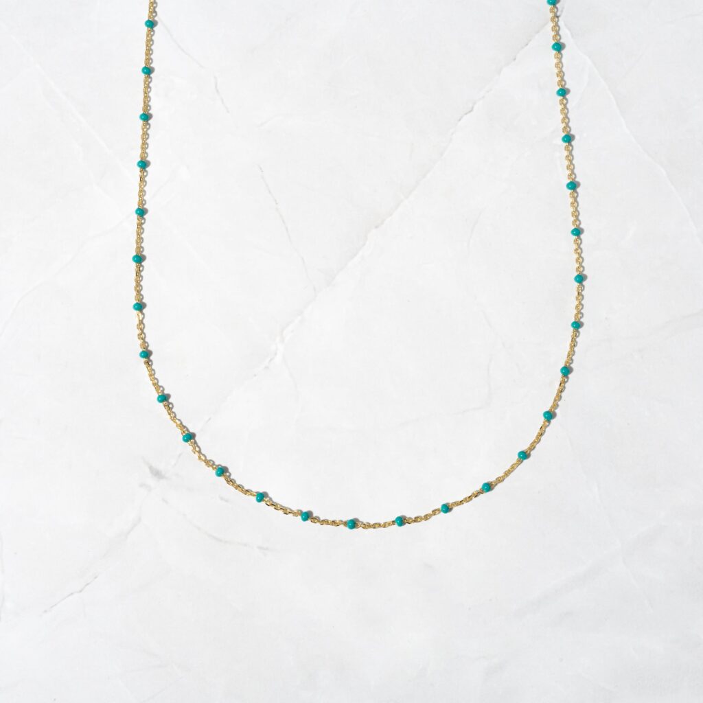 Turquoise Enamel Beaded Necklace