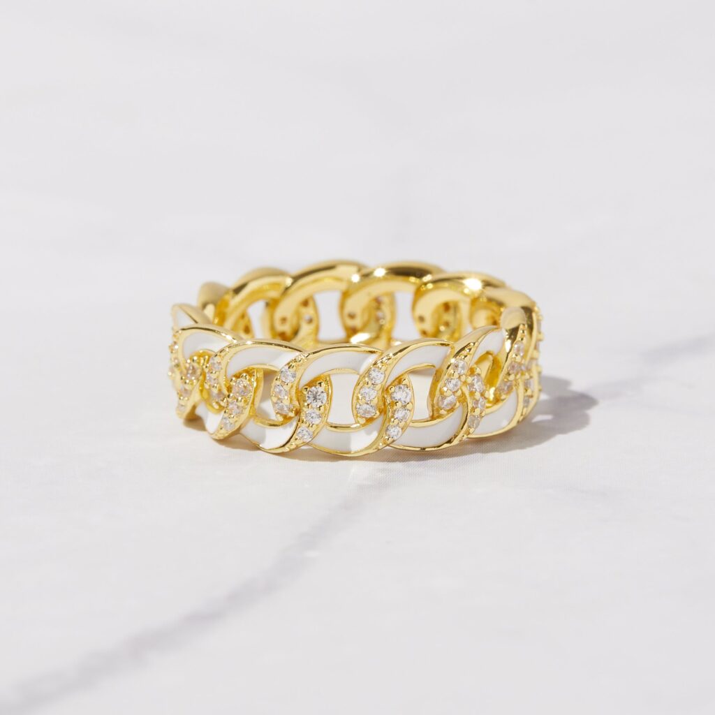 White Enamel Chain Ring