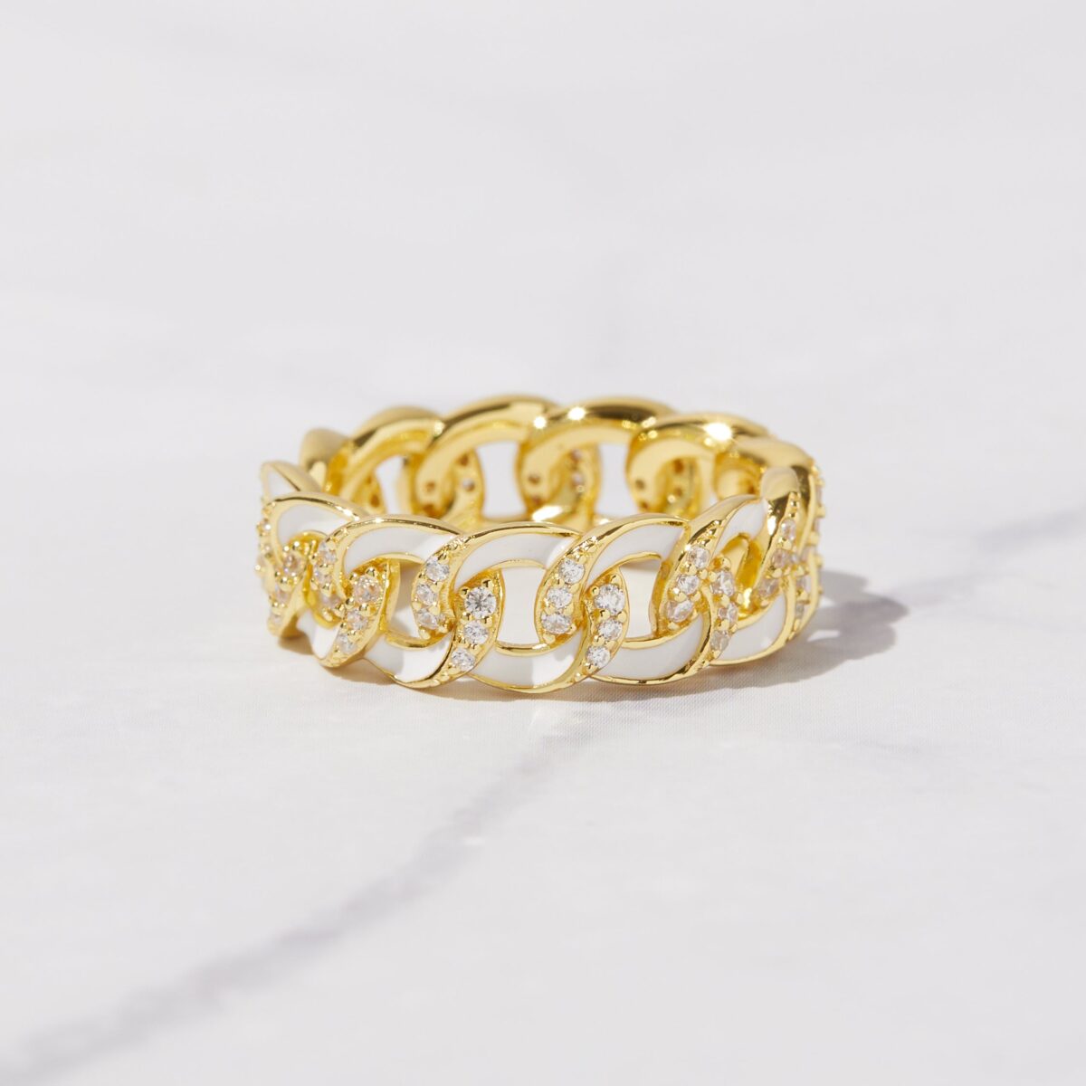 White Enamel Chain Ring