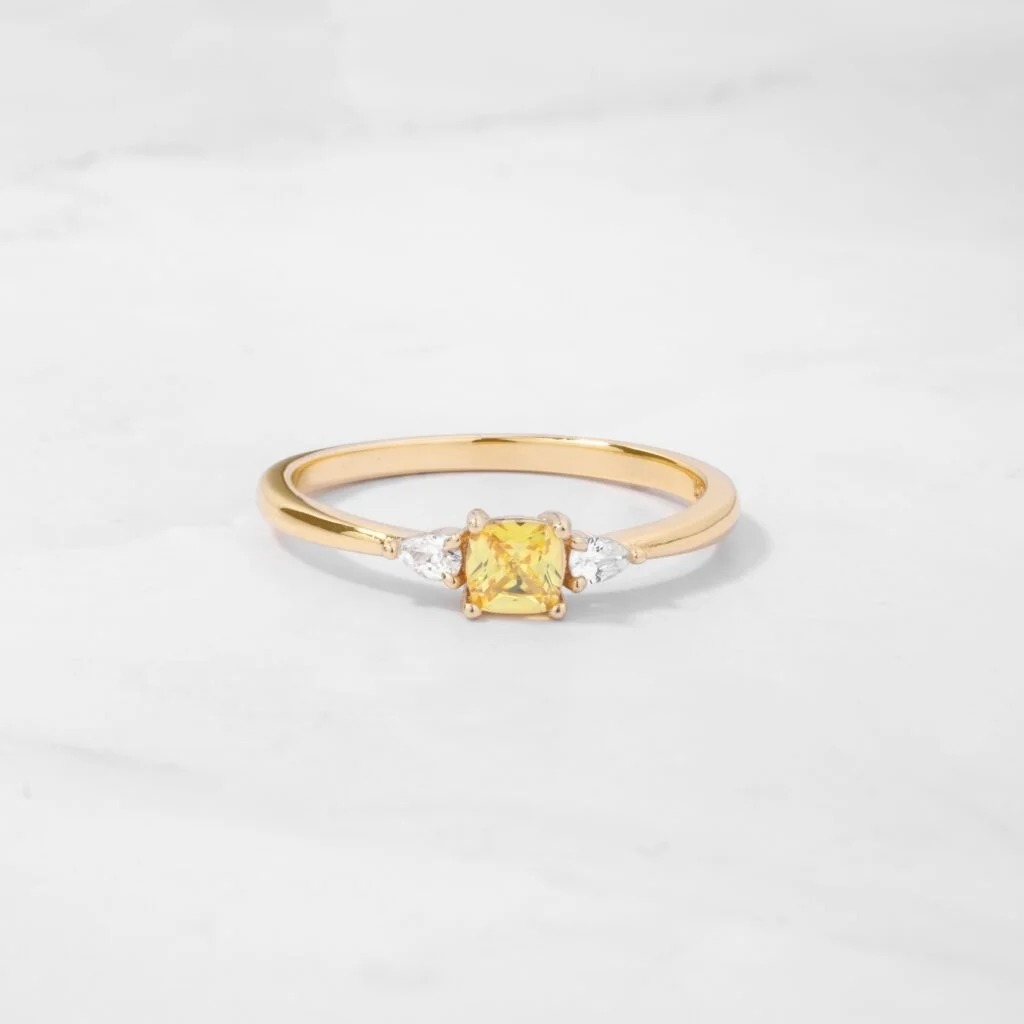 Yellow Cushion Ring